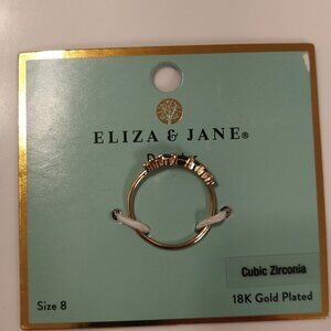 New! December Birthstone Cubic Zirconia 18K Gold Plated Ring Sz 8